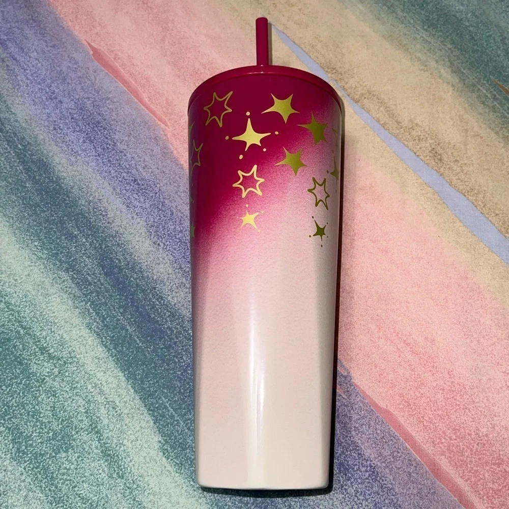 Starbucks Christmas Holiday 2024 Stainless Steel Pink Gold Star Venti Tumbler